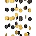MOWO Glitter Paper Garland Circle Dots Hanging Decor 2'' in Diameter 20-feet in Total(gold glitter,black,3pc)