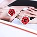 Ownsig Womens Delicate Rose Flower Rhinestone Ear Stud Earrings Red