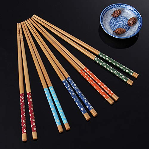 Chopsticks Reusable,Natural Bamboo Chopsticks 5 Pairs Gift Set,Nice Chopsticks for Family,Hotel,Restaurant,Hot Pot,Noodles,Sushi