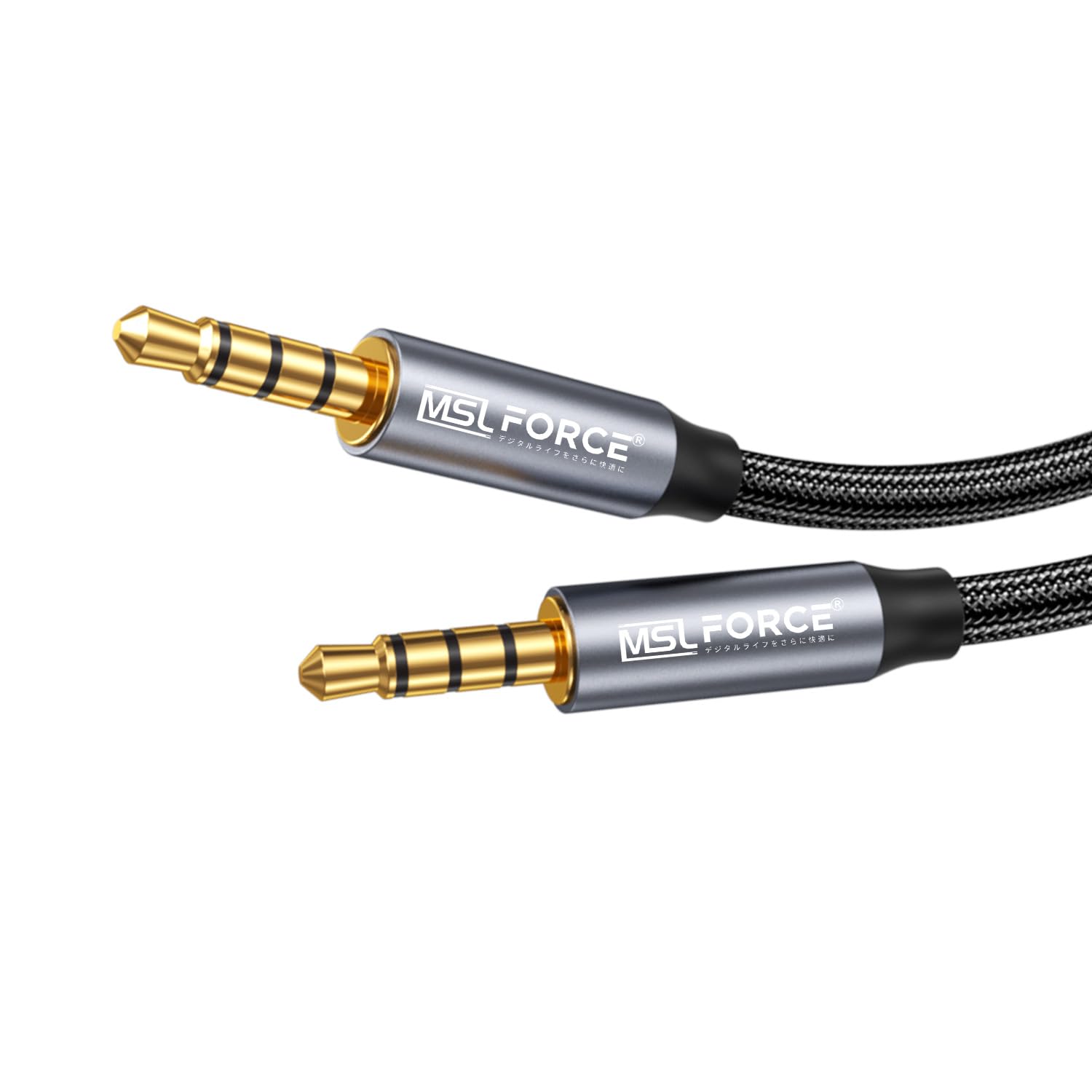 安心の日本企業 オーディオケーブル 1M/2M/3M 3.5mm 4極/TRRS ヘッドホンケーブル 延長ケーブル イヤホン ヘッドホン スマホ AUXケーブル AUX ステレオケーブル オス-オス 24K金メッキ コネクター aux-m2m(オス to オス, １個, 1ｍ) の商品画像