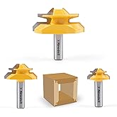 Newdeli 3PCS 45 Degree Lock Miter Router Bit Set 1/2 Inch Shank for 1/2&rdquo;, 3/4", 1" Cutting Height Joint Router Bits for Creating Lock Miter Joint