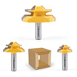 Newdeli 3PCS 45 Degree Lock Miter Router Bit Set