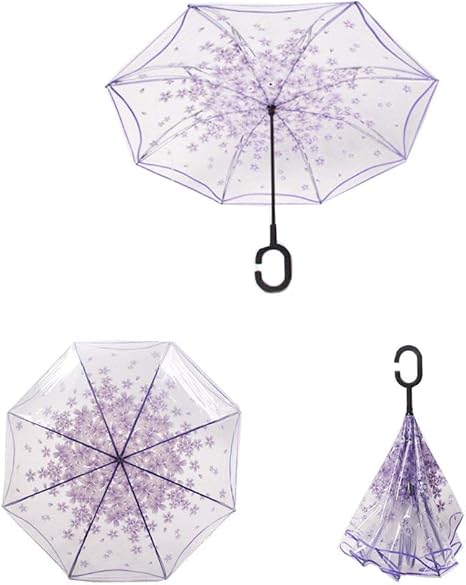 Amazon さかさ傘 透明 ビニール傘 反対傘 梅雨対策 おしゃれ かわいい 長傘 逆向き 逆さまの傘 パープル Updateclassic 長傘 通販