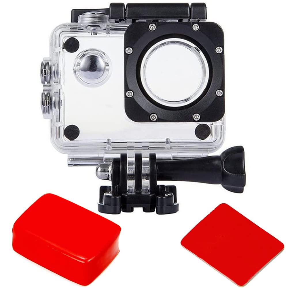 TEKCAM Waterproof Housing Case with Float Sponge Compatible with AKASO EK7000, V50 Elite/Apexcam/WOLFANG/VEMONT/Jadfezy/GOOKAM Underwater Waterproof Protective Dive Housing Case