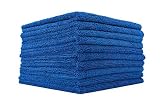 The Rag Company (10-Pack) 16 in. x 16 in. Professional EDGELESS 365 GSM Premium 70/30 Blend Microfiber POLISHING, Wax Removal and AUTO Detailing Towels (16x16, Royal Blue)