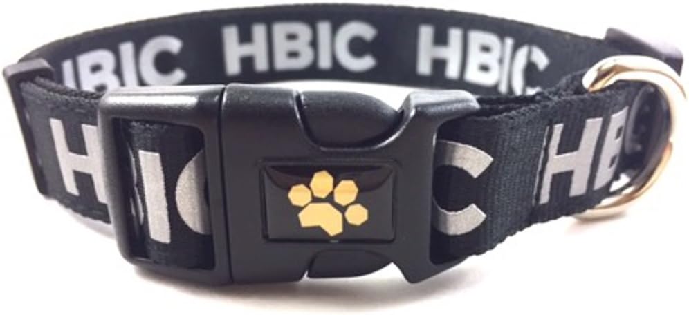 HBIC LA 'HBIC' Black and Gray Dog Collar - One Size, Adjustable