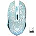 VEGCOO C10 Wireless Gaming Mouse Rechargeable Silent Optical Mice with 7 Colors LED Lights, 7 Buttons with 2400/1600/800DPI (White)