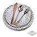 125 PCS Rose Gold Dot Disposable Paper Plates and Plastic Silverware Dot Design, 25 Dinner and Dessert Plates, 25 Forks, Spoons and Knives! for Any Special Occasion! Bridal, Birthday, Bachelorette!