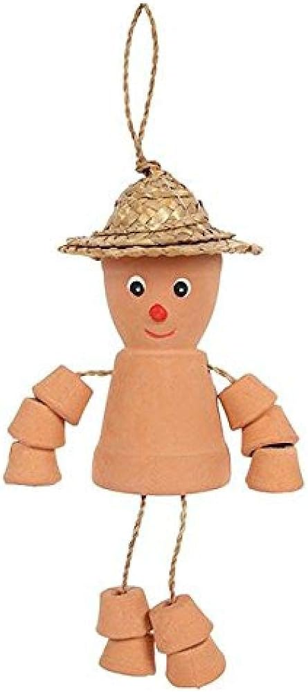 Charming Brown Terracotta Small Pot Man - 25cm x 9cm (1 Pc.) - Versatile & Unique Design, Quality Materials - Perfect for Outdoor Space