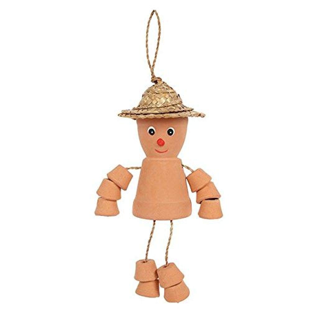 Charming Brown Terracotta Small Pot Man - 25cm x 9cm (1 Pc.) - Versatile & Unique Design, Quality Materials - Perfect for Outdoor Space