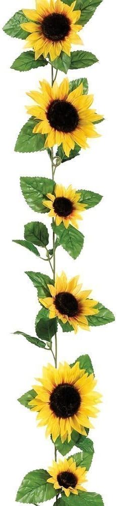 SeaISee 5Pcs Silk Sunflower Garland in Yellow 6' Long with 10 Flowers