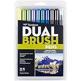 Tombow 56169 Dual Brush Pen Art Markers, Landscape, 10-Pack. Blendable, Brush and Fine Tip Markers