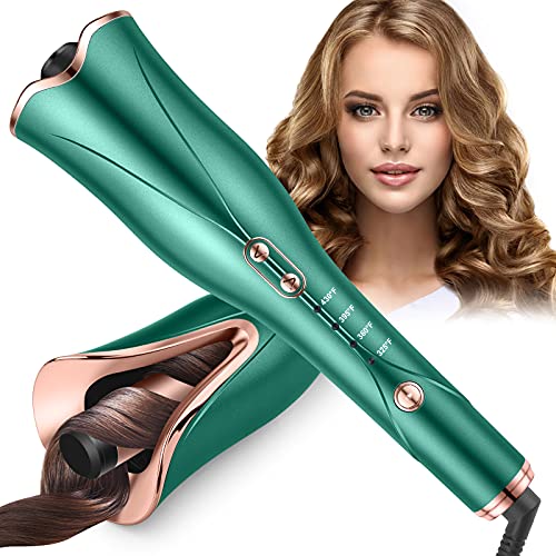 Automatic Curling Iron Green Curling Wand Auto Hair Curler Beach Waves