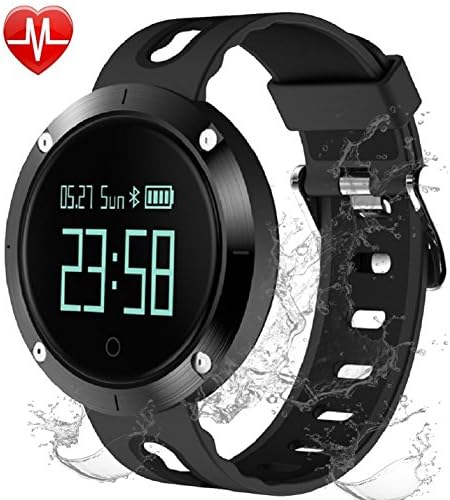 Fitness Tracker Latest IP68 Waterproof Heart Rate Monitor Blood Pressure Calorie Steps Sleeping Remote camera Monitor Tracker Classical Large Touch Screen Smart Fitness Watch for IOS/Android (BLACK)