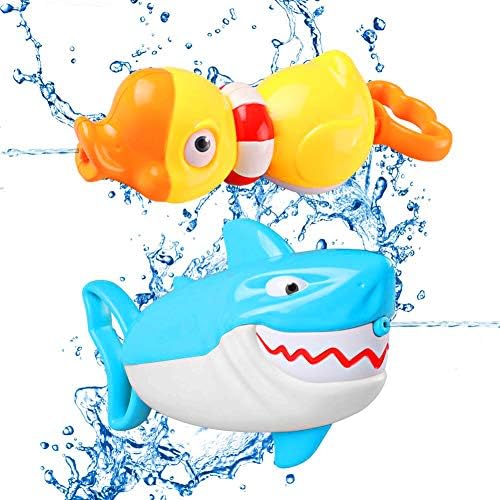 DX DA XIN Kids Water Squirt Guns, 2 Pack Animal Guns Toys Shark Duck Squirt Shooter Guns Blaster Toy for Swimming Pool Party Outdoor Beach Water Fighting Toys for 1-10 Year Old Boys Girls