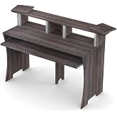 Glorious Workbench Multipurpose Working Console with Pull-Out Drawer and Revolvable Trays, Robust Design and Easy to Assemble (Driftwood)