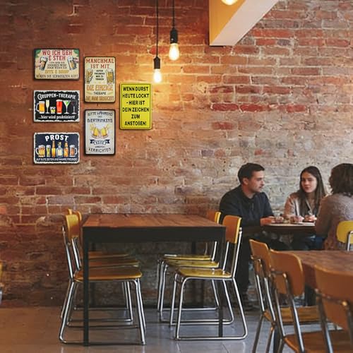 Rongxze - Set of 6 Vintage Metal Plaques (20 x 30 cm) Retro Style - Cafe, Club, Pub - Rustic Retro Workshop Plaques - Bar Decoration