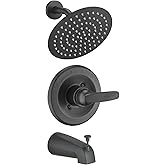 Ultrimkit 8" Rain Shower Faucet Compatible with Delta 13/14 Series Tub Trim Kit, High Pressure Round Rain Shower Head& Handle Set System, Matte Black (Valve& Catridge Not Inclued)