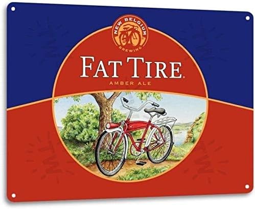 Amazon De Srongmao Fat Tire Craft Beer Logo New Belgien Bar Pub Man Cave Wall Decor Blechschild 40 6