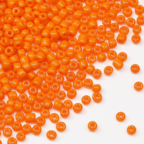 Tibaoffy Orange Beads Size 8/0 Crafts Glass Seed Beads 3mm for Jewelry Making (Total About 100gm About 3600pcs)