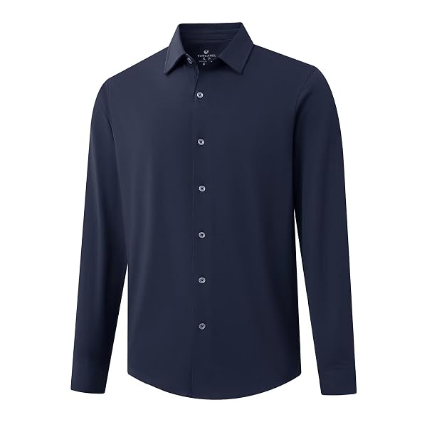 VANCAMEL Men's Long Sleeve Button Down Shirt - Lightweight, Comfort Fit Mercerized Cotton Blend