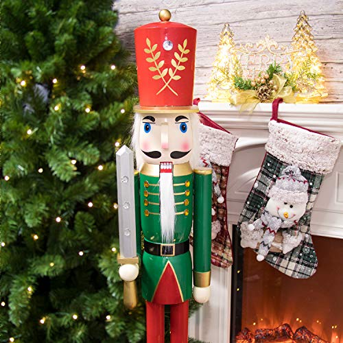 image for KI Store Large Christmas Nutcracker 4-Foot, Soldier Wooden Nutcracker 