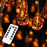 joylamp Halloween String Lights,30LEDs Halloween Lights,13ft Battery Powered 3D Pumpkin Lights Halloween Decoration Lights 8 Modes IP65 Waterproof (Warm White)