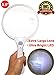 MagniPros 5.5 Inch Extra Large LED Handheld Magnifying Glass with Light - 2X 4X 10X Lens - Best Jumbo Size Illuminated Reading Magnifier for Books, Newspapers, Maps, Coin, Stamp, Jewelry
