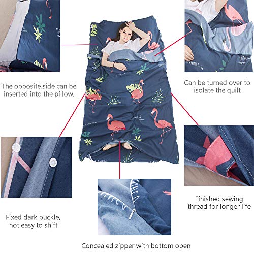 Sleeping Bag Liner and Travel Sheet Dirt-Proof Compact Travel Camping Sleep Sack for Outdoor, Camping, Travelling, Hiking, Hotels, Picnics (Blue, 84.5"31.5") - Thumbnail 2