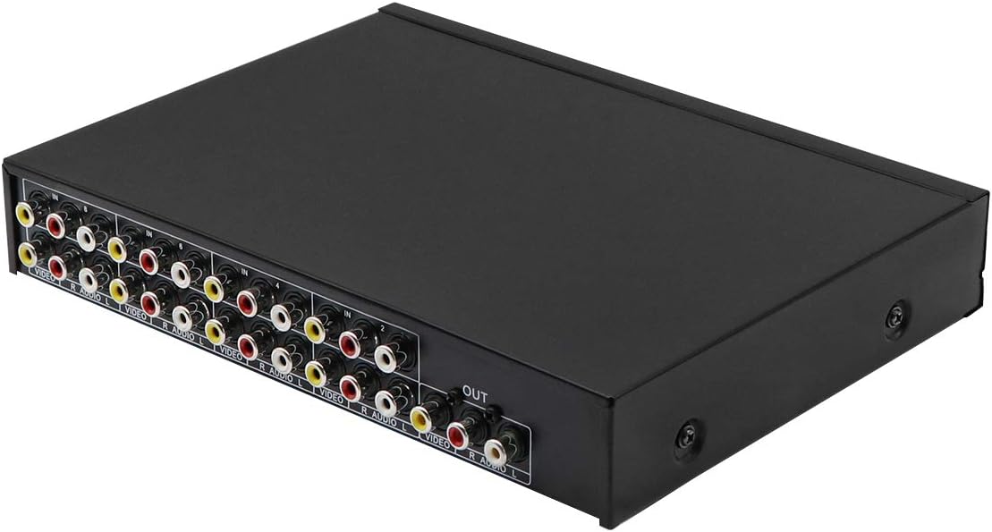 8 in 1 Out 3 RCA AV Audio Video Splitter Amplifier for Cable Box DVD DVR Analog TV 1x8 Port