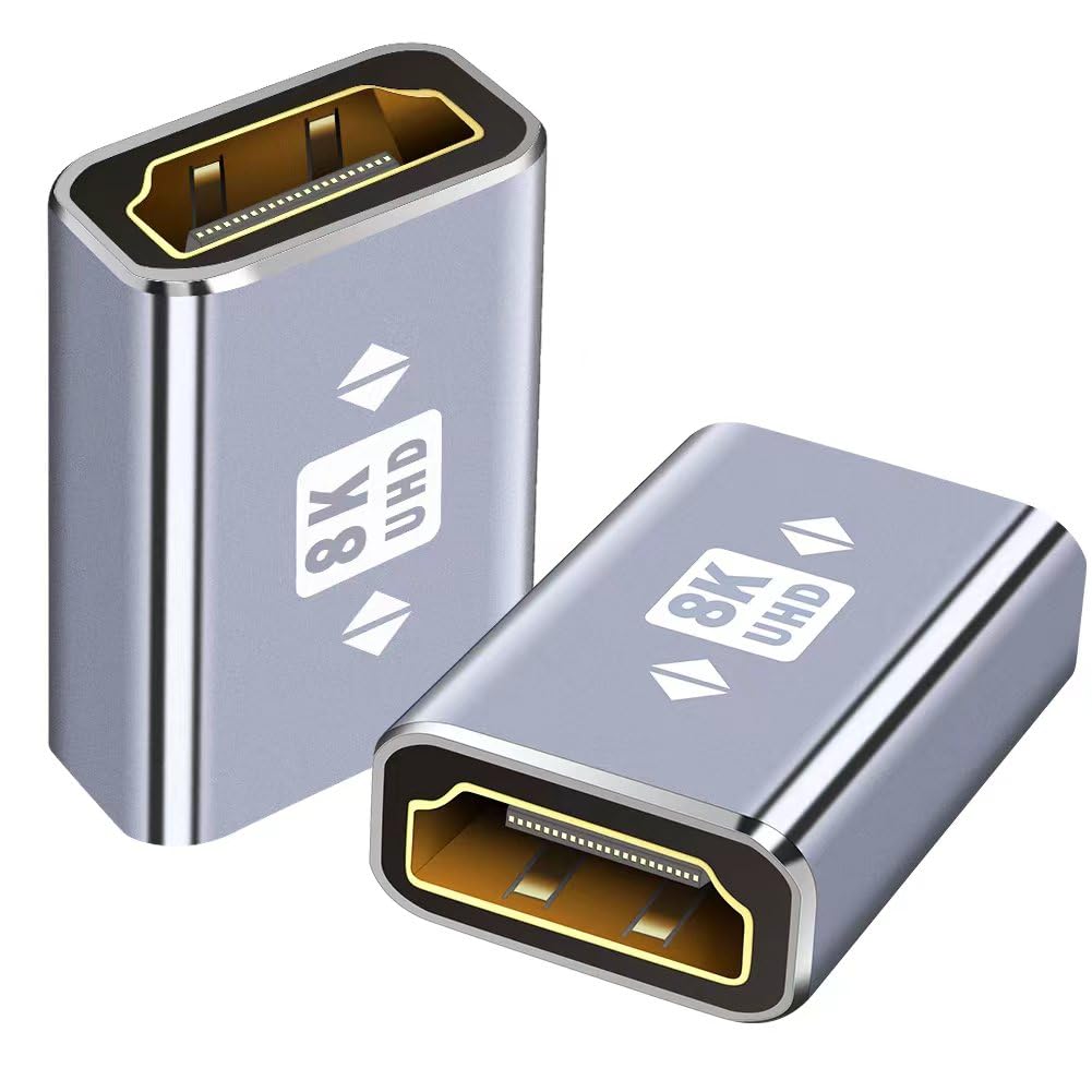 Yeung Qee 8K HDMI Coupler,2.1 Female to Female Adapter HDMI Extender Support 8K/4K@60Hz for HDTV, PC,Laptop, Monitor, Projector (2 Pack)