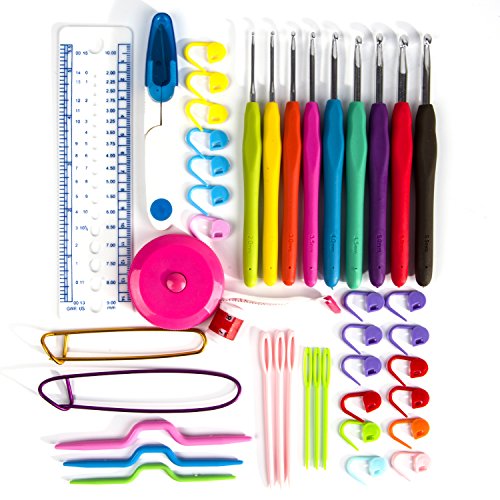 Crochet Hook Case, Organizer Zipper Bag with Web Pockets for Various Crochet Needles and Knitting Accessories