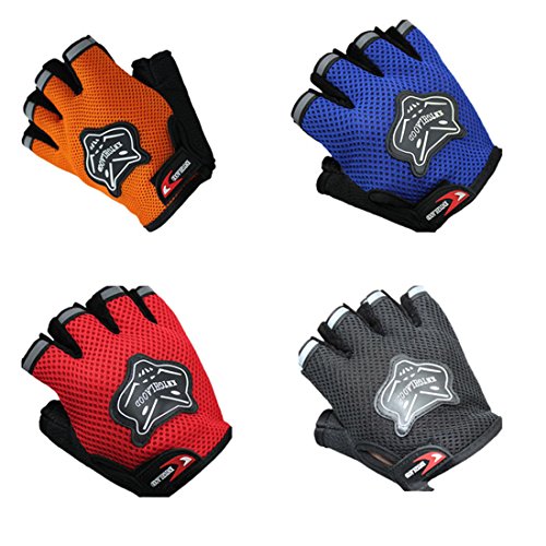 HANYI Protective Breathable Gloves, Outdoor Sports Bicycle Cycling Biking Hiking Garden Gel Half Finger Fingerless Gloves (Black)