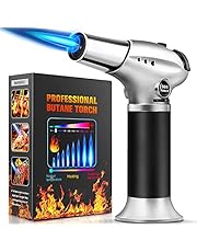 Culinary Butane Torch, Kitchen Refillable Butane Blow Torch with Safety Lock and Adjustable Flame for Crafts Cooking BBQ Baking Brulee Creme Desserts DIY Soldering (Butane Gas Not Included)