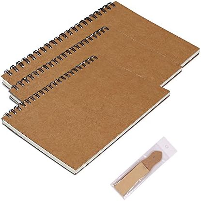 HOUSWOUKER Set of 3 Spiral Journal Sketch Notebooks Artist Sketchbooks- 50 Sheets,100 Pages Blank Paper Sketch Notebook for Travel