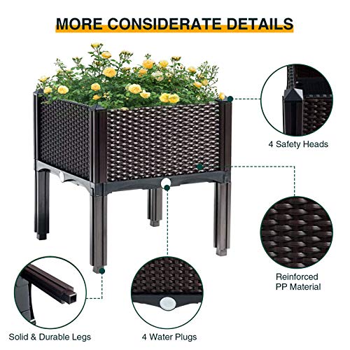 Raised Garden Bed Set of 4,Plastic Elevated Garden Planter Outdoor