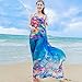 GERINLY Chiffon Sarong Wrap: Pretty Floral Print Plus Size Beach Cover Up (Blue)