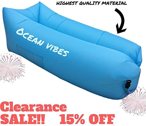 Inflatable Lounger Couch With Pocket - Portable Blow Up Lounge Chair - Pool Air Lounger - Highest Quality Nylon Lounger - Air Sleeping Sofa Couch for Camping, Music Festival, Beach,Park and Backyard