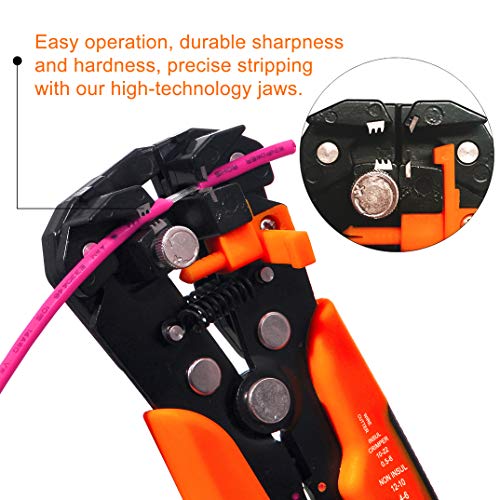 VANTRONIK 3 in 1 Automatic Wire Stripper, Crimper, Cutter, Self-Adjusting for wires from 10 AWG to 24 AWG Orange-black color