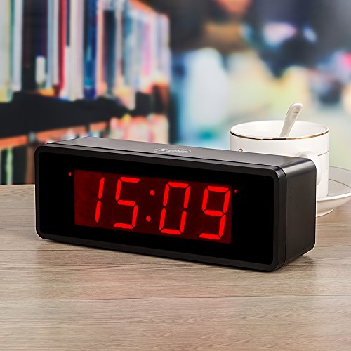 Kwanwa Cordless LED Digital Alarm Clock With Large 1.4'' Red LED