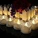 Youngerbaby 24pcs Warm White Flickering Timing Function LED Tea Light Candles (with Decor Rose Petals) Flameless Battery Operated Tealights with Timer (6 Hrs on 18 Hrs Off) for Wedding Christmas Party