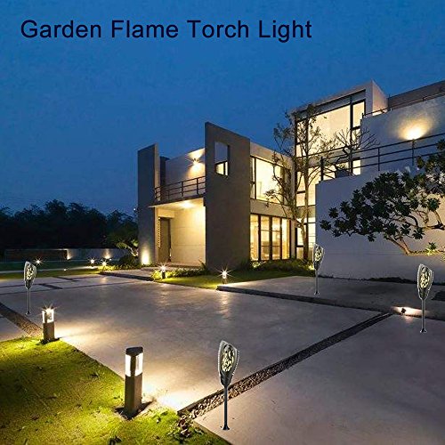 Lustaled Solar Torch Lights LED Dancing Flames Outdoor Lights Dusk to Dawn Auto On/Off Waterproof Flickering Tiki Torches Lamp Wireless Solar Wall Lighting for Landscape Garden Driveway (2-Pack)