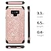 DOMAVER Galaxy Note 9 Case, Note 9 Sparkle Glitter Bling Slim Fit Dual Layer Hybrid Shockproof Hard Back Durable Bumper Protective Phone Case Cover for Samsung Galaxy Note 9 (2018), Rose Gold/Pink