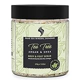 Natural and Organic Tea Tree oil scrub with Dead Sea Salts – Enhanced with Argan Oil, Vitamin E and Shea Butter. Foot Scrub and body scrub