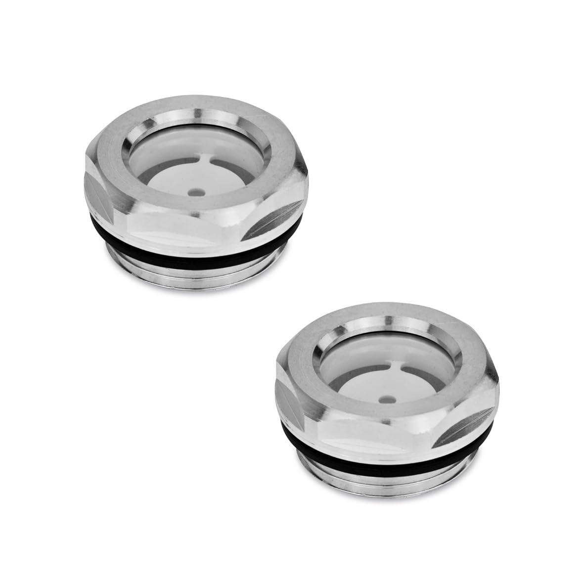Ganter Normelemente Oil Sight Glasses, GN 743-11-M16X1.5-A, with Reflector thermoplastic, fine Thread, Aluminium, Pack of 2
