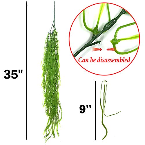 Artificial Plants Vines Fern Willow Wicker Twig Fake Hanging Plant Faux Curly Seaweed Ferns Flowers Vine Outdoor UV Resistant Plastic Plants for Wall Indoor Hanging Baskets Wedding Garland Decor-2pcs - Thumbnail 5