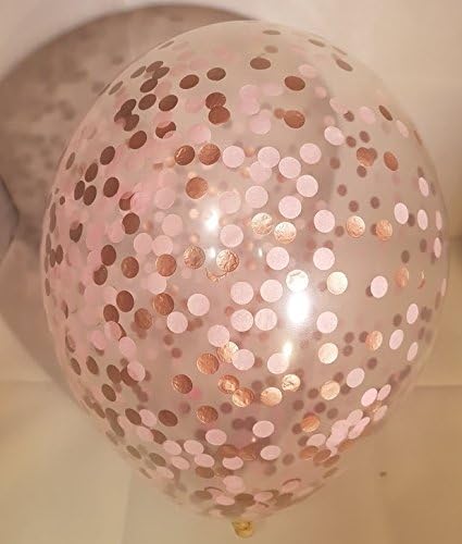 Pantaloons 6 x Rose Gold and Pale Baby Pink 11" confetti balloon with FREE ribbon