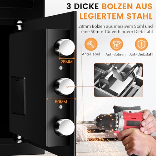 52L Quick Storage Safe with Slot for Retail Home | Electronic combination lock, with fireproof bag, key, combination lock, alarms and mute, security alloy steel