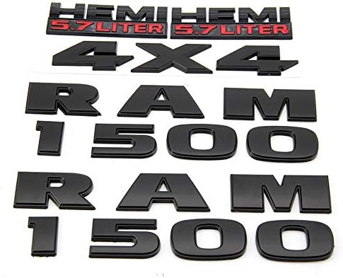 XYGGOO RAM 1500 4X4 Emblem Sticker Badge 3D Letter L Matte Hemi 5.7 Liter Decal Emblems Badge Replacement for RAM 1500 2013-2018 Black