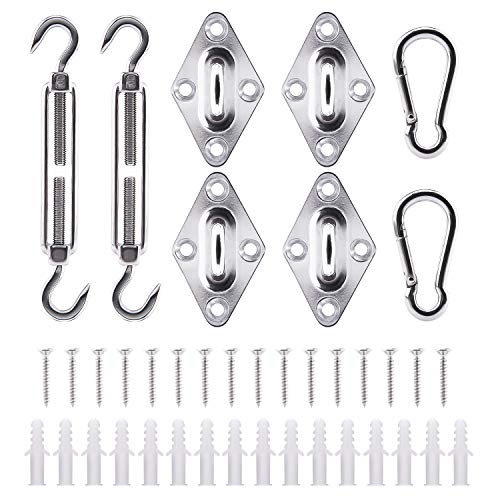 AIEX 40 Stück Sun Shade Sail Hardware Kit Befestigung Sonnensegel Edelstahl 304 Rostschutz für die Installation von Dreieckigen und Quadratischen Sun Shade Sails